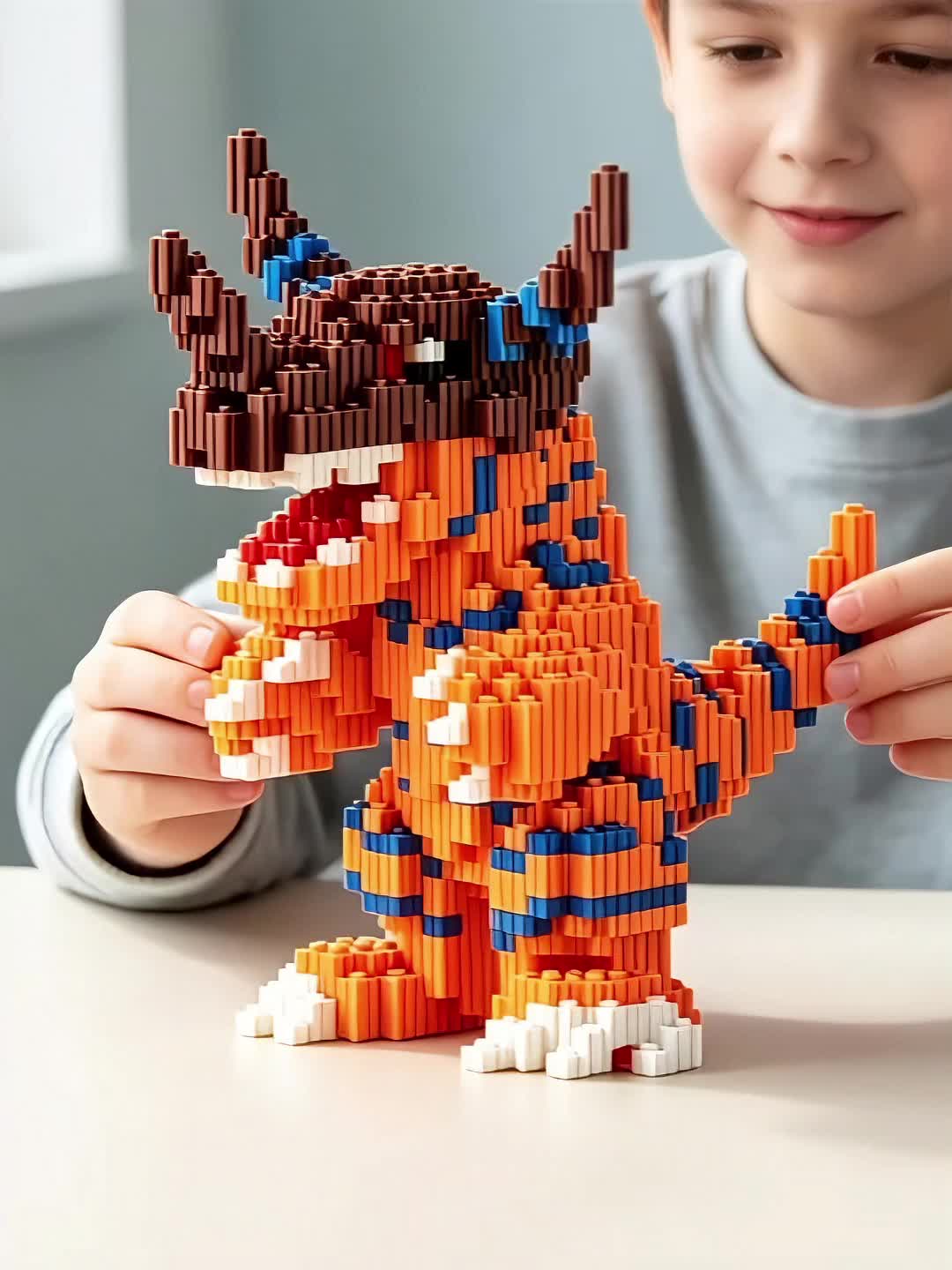 Dinosaur Series Interlocking Particle Building Blocks, Creative Gift